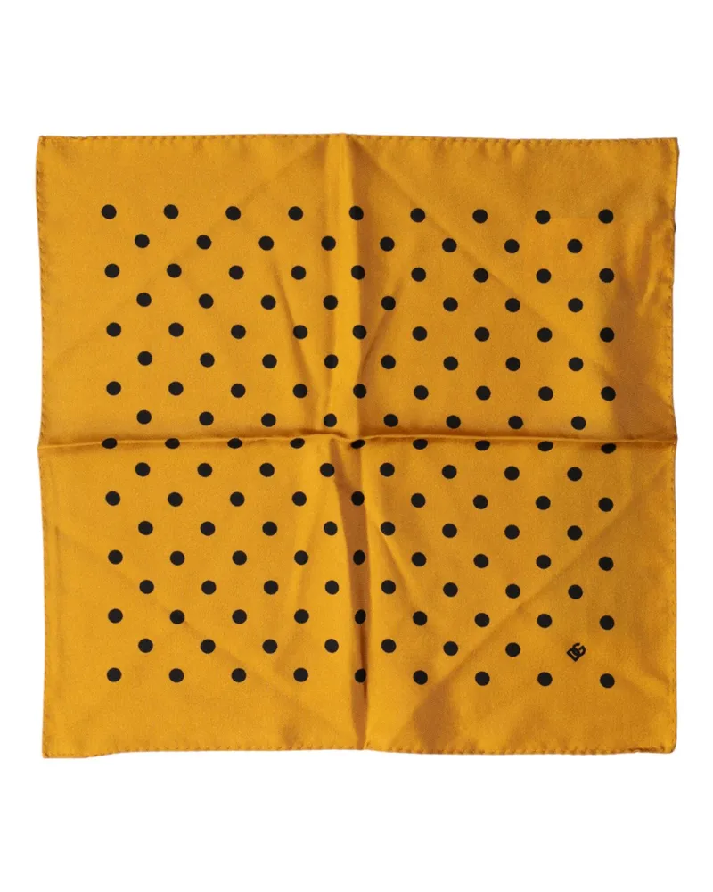 Dolce & Gabbana Men's Orange Polka Dot Square Handkerchief Scarf Orange