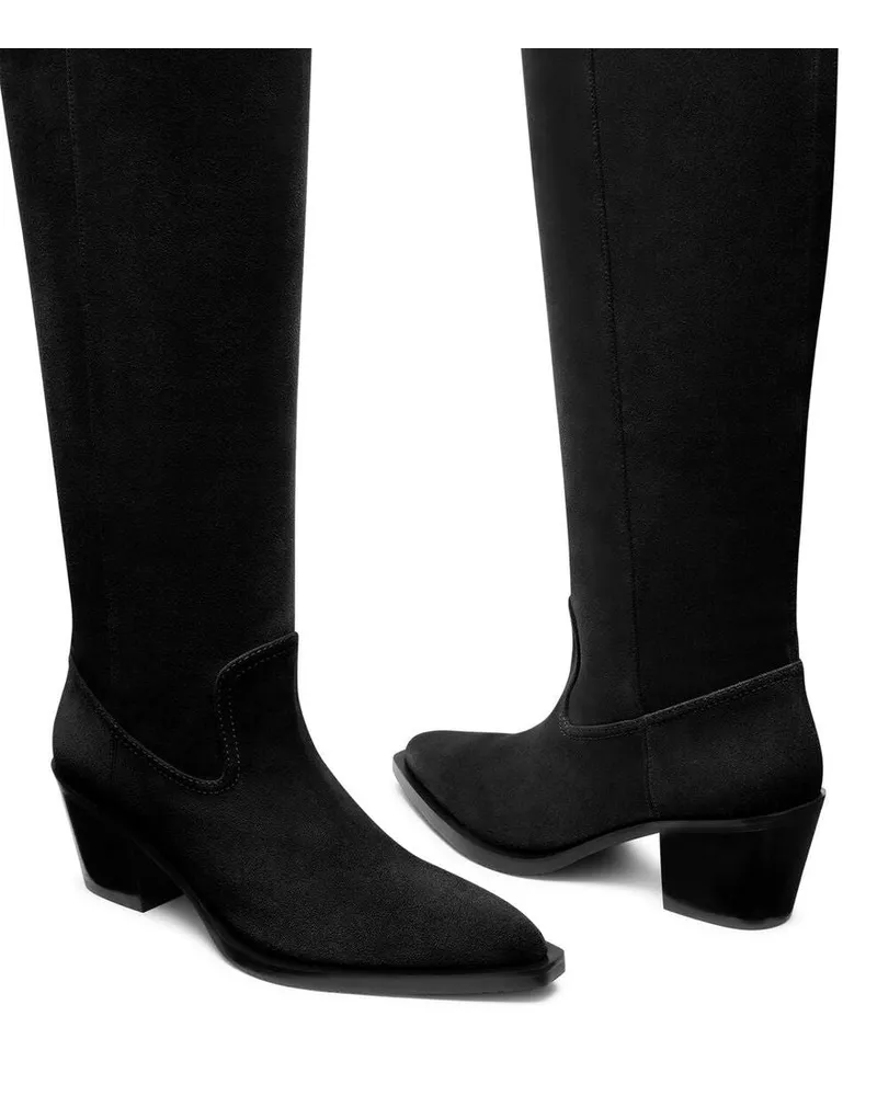 Stuart Weitzman Suede Knee-High Boot — Black Black