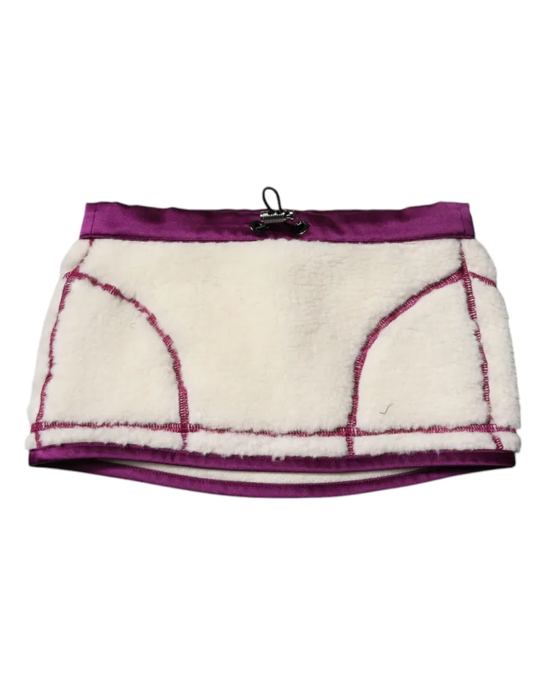 Dolce & Gabbana Women's White Purple Cashmere Fleece Neck Warmer Scarf White