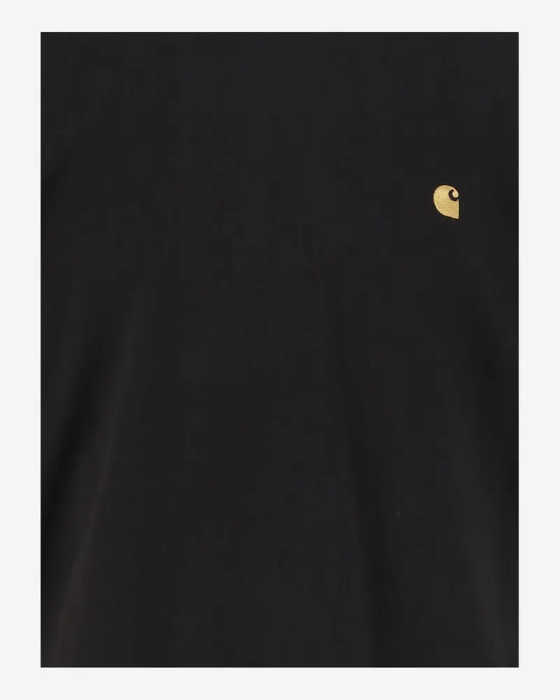 Carhartt WIP Men Cotton T-Shirt With Logo — Black Combed Single Jersey T-Shirts And Polos Black