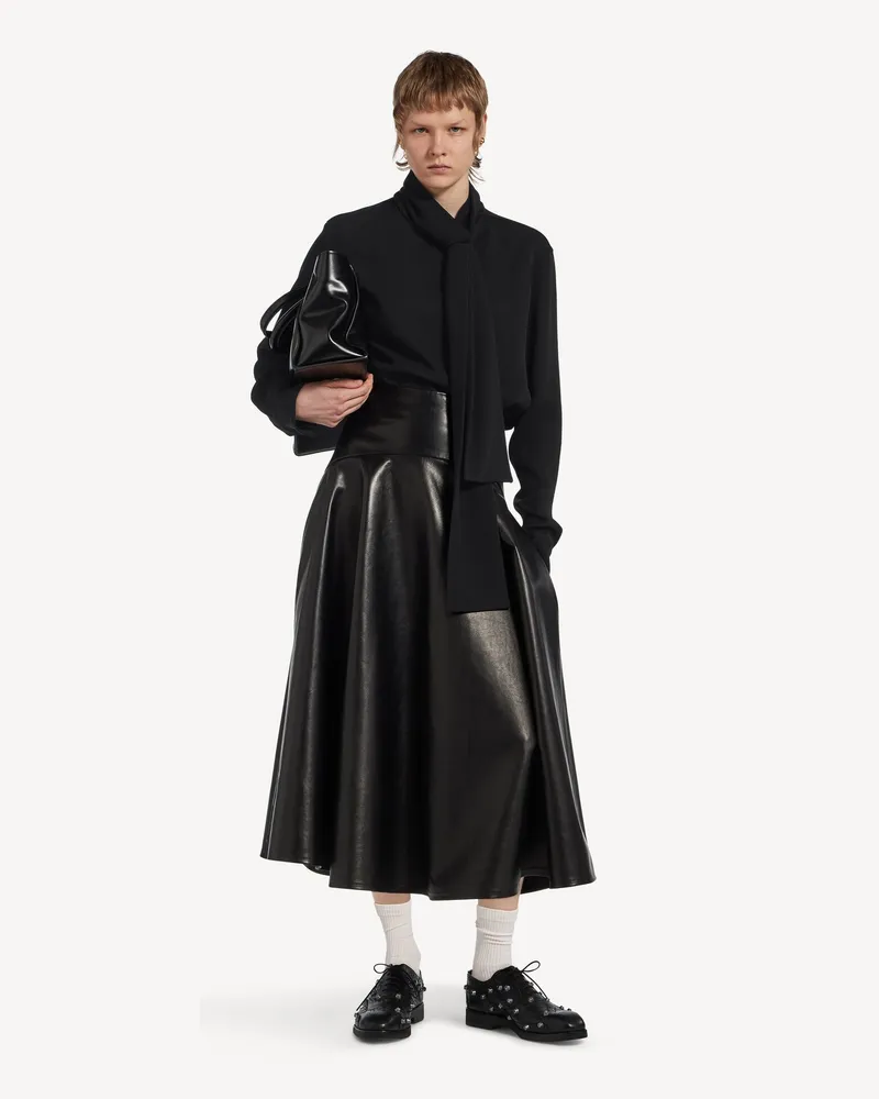 Balenciaga Silk Crepe Scarf Shirt — Black Black