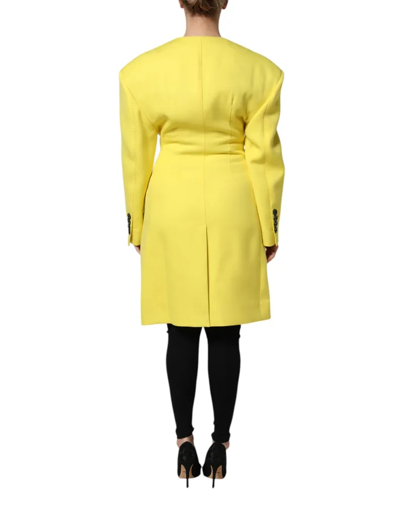 Dolce & Gabbana Double-Breasted Virgin Wool Jacket — Yellow Yellow