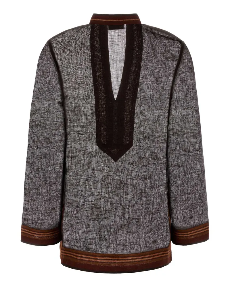 Tory Burch Women Brown Linen Blouse 209 Exclusive Of Trim Maglie Sweater Brown