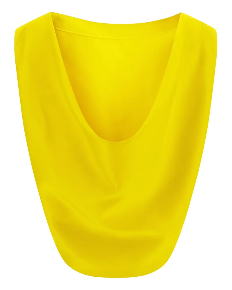 Balenciaga Draped Wool-Silk Blend Tank Top — Yellow Yellow