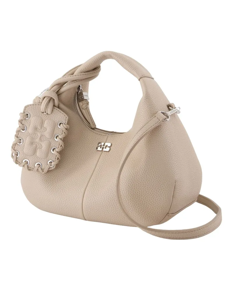 Ganni Women's Mini Grained Purse -  Synthetic White Ivory Bags Handbags-Purses Beige