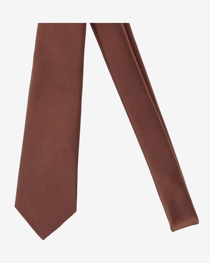 Saint Laurent Men's Tie Silk Satin Brown Ties & Bow Brown