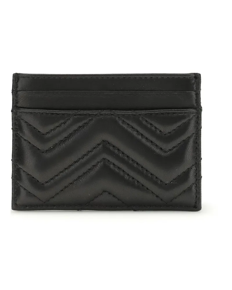 Gucci Women's Gg Marmont Cardholder Black Lamb Ovis Aries Wallet Black
