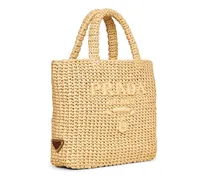 Raffia-Effect Crochet Viscose Tote Bag — Yellow