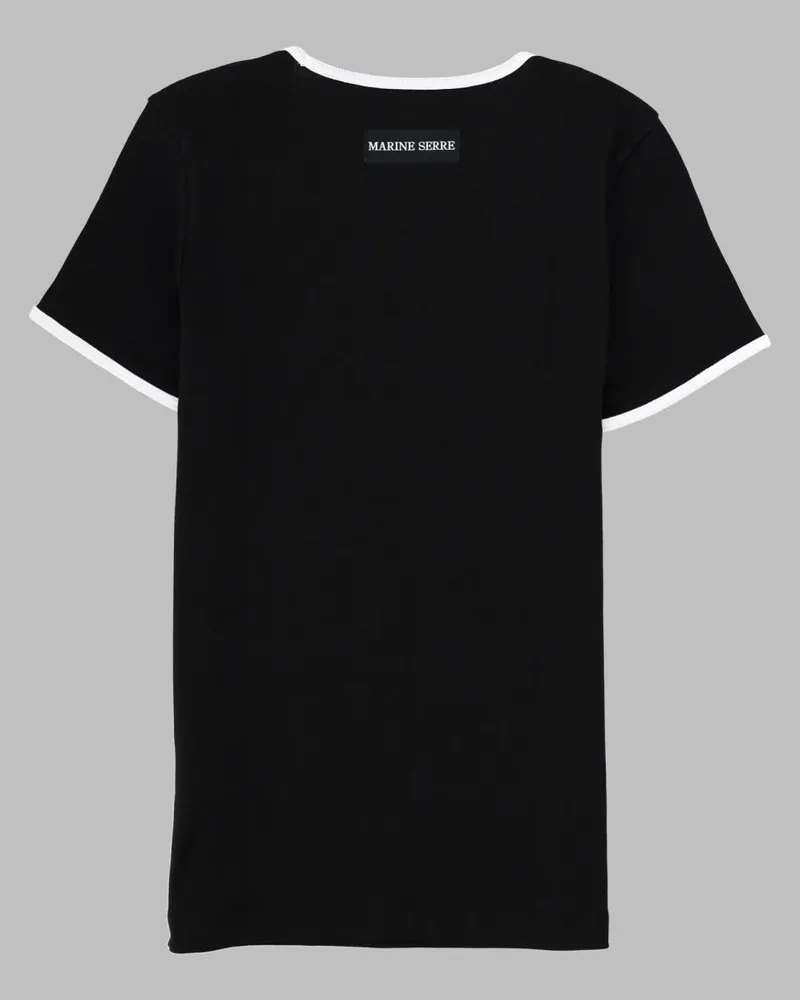 Marine Serre Logo-Printed Cotton T-Shirt — Black Black