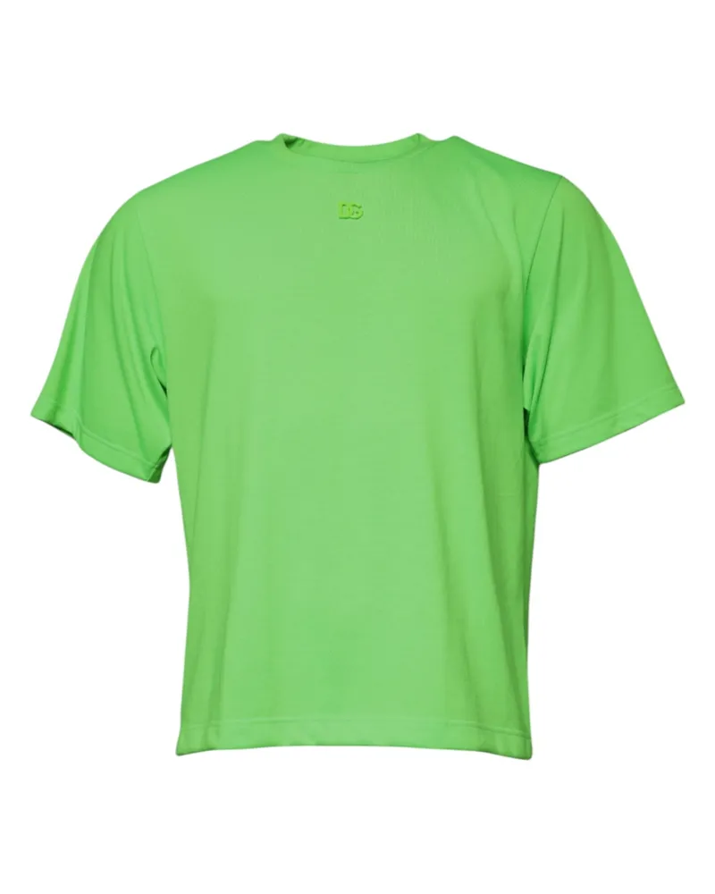 Dolce & Gabbana Logo-Embroidered Crew Neck T-Shirt — Green Green
