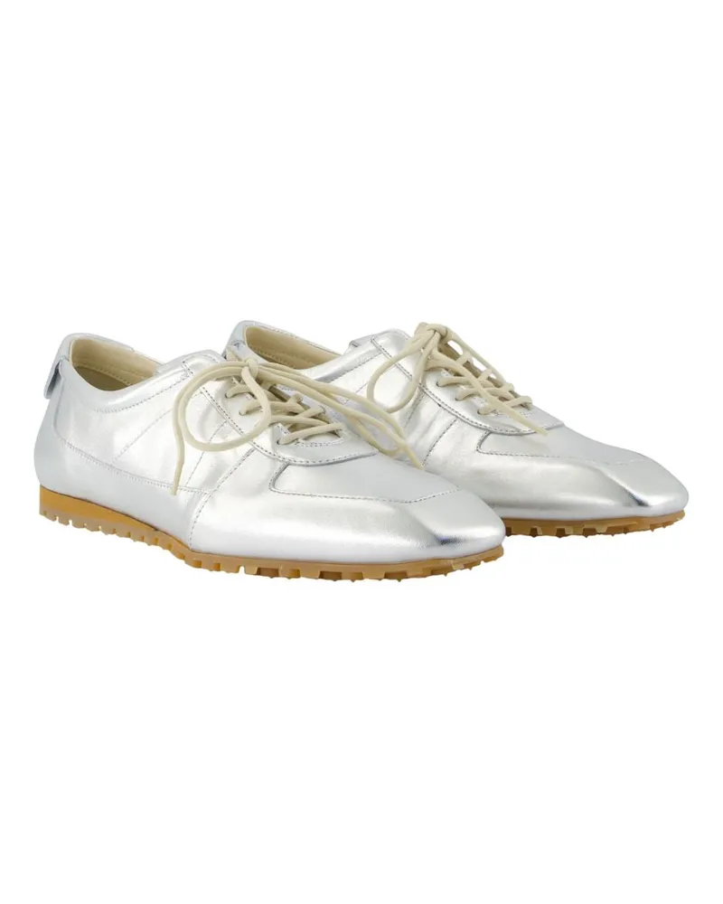 aeyde Women's Uma Sneakers -  Leather Silver Calfskin Shoes Silver