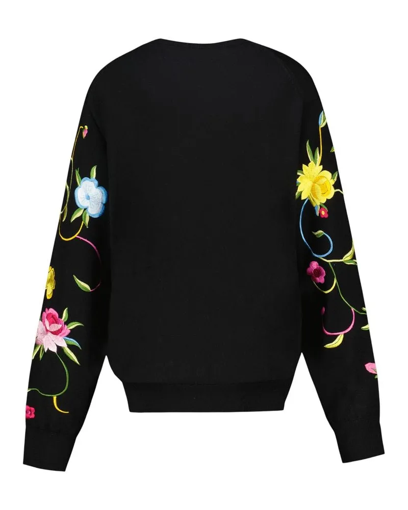 Kenzo Floral-Embroidered Sweatshirt — Black 