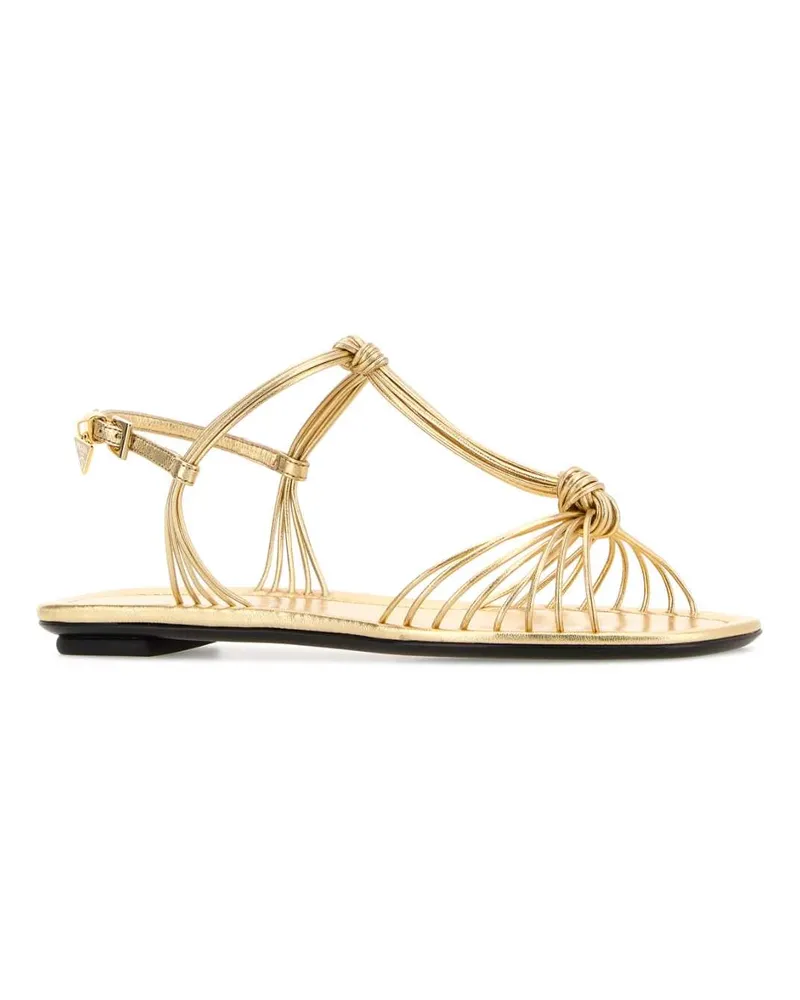 Prada Women's Strappy Leather Sandal Gold Gold