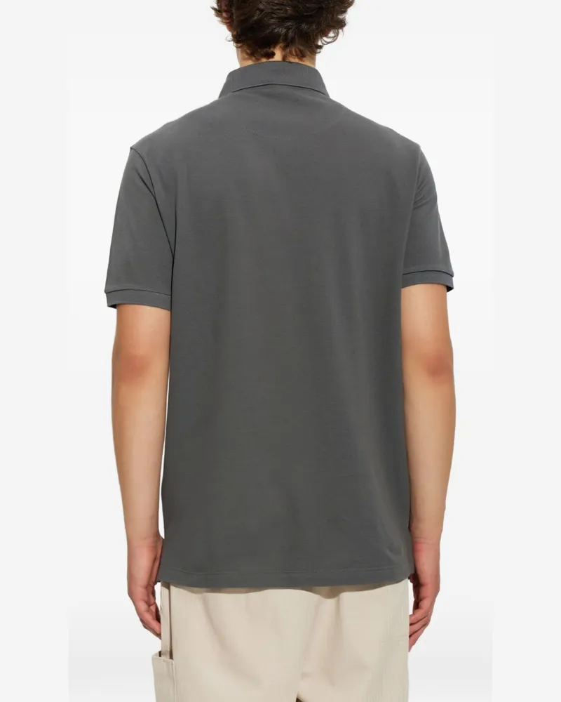 Etro Logo-Embroidered Cotton Polo — Grey Grey