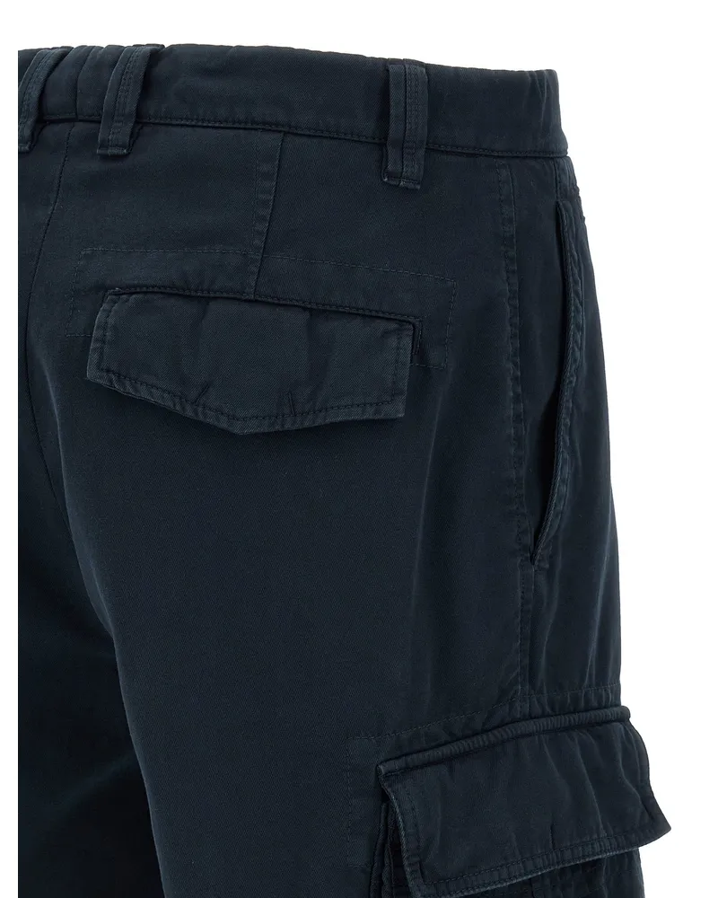 Brunello Cucinelli Cotton Gabardine Cargo Bermuda Shorts — Navy Navy