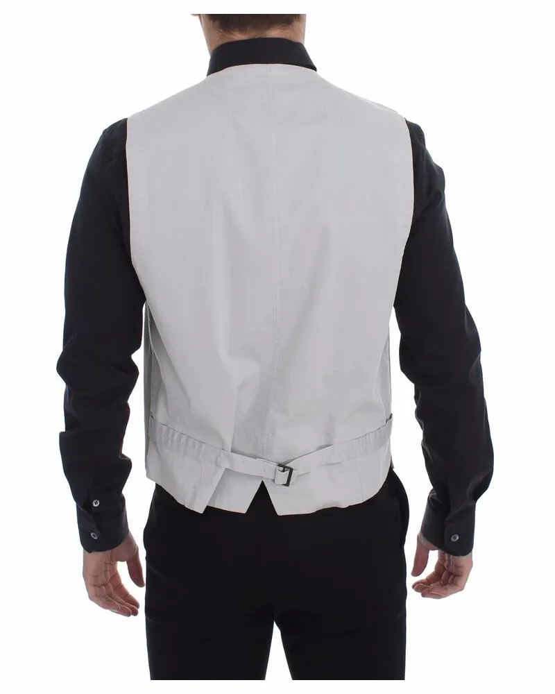 Dolce & Gabbana Men's Beige Cotton Silk Blend Dress Vest Blazer Material Beige