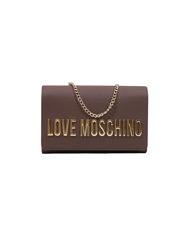 Moschino Women's Logo-Embellished Polyurethane Shoulder Bag Brown Brown