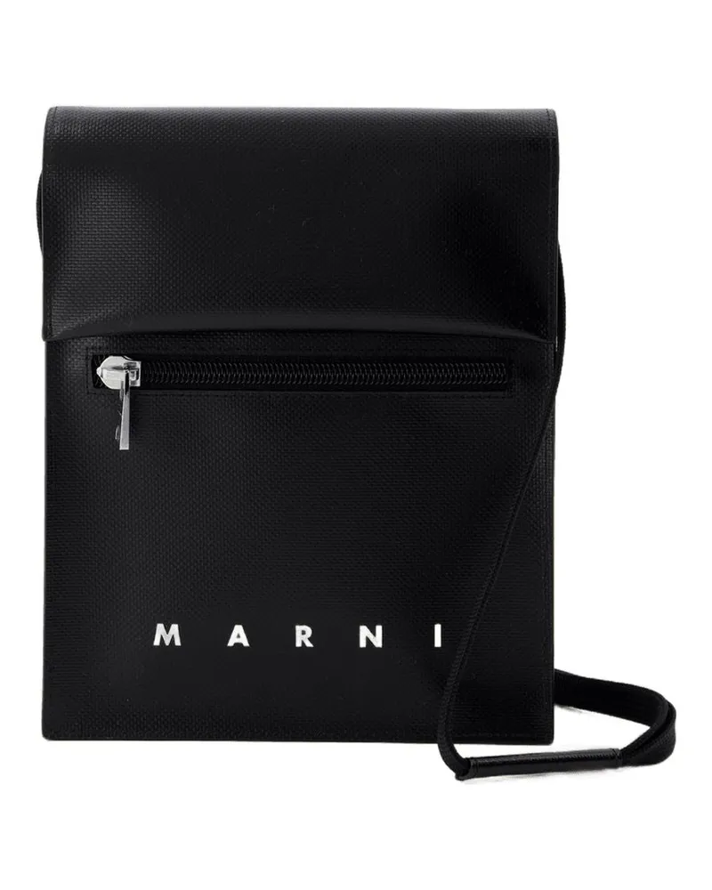 Marni Men's Pouch On Strap Crossbody -  Synthetic Black Bags Crossbodies Black