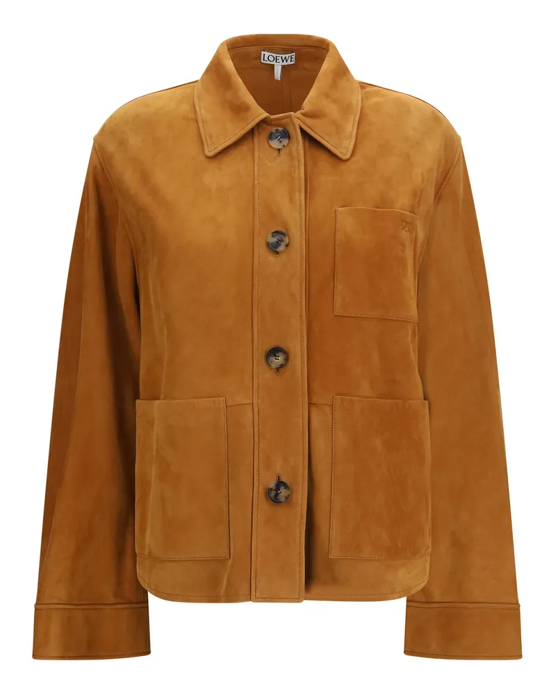 Loewe Suede Goatskin Workwear Jacket — Tan Tan