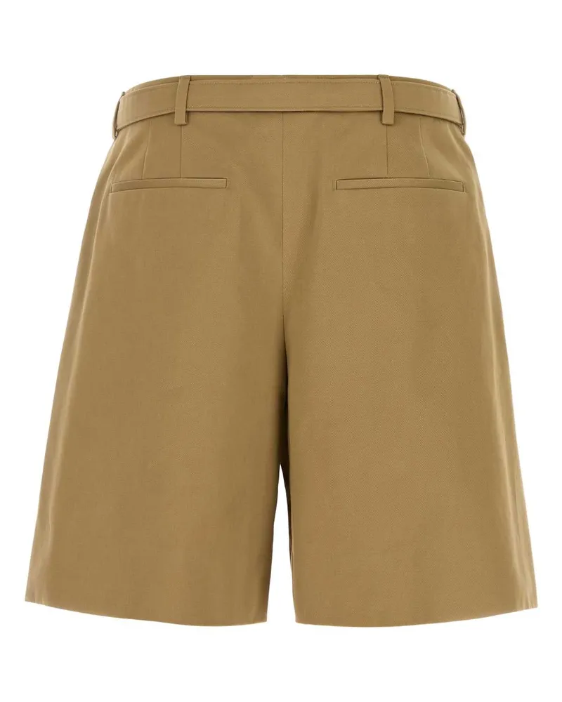 Saint Laurent Drill Cotton Bermuda Shorts — Beige Beige