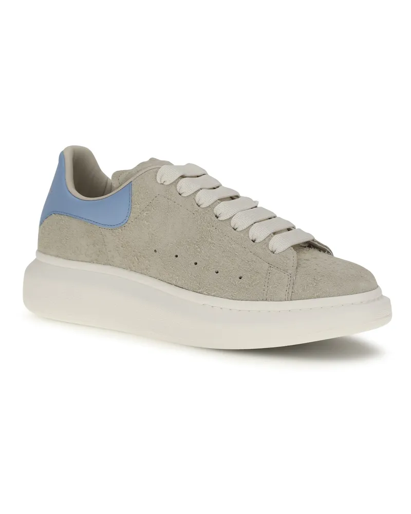 Alexander McQueen Men's Sneakers Oversized Suede Natural-Sky Blue Calf Leather Trainers Natural/sky Beige