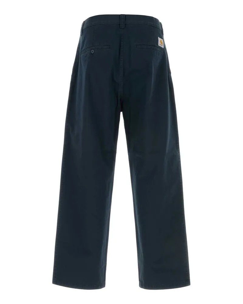 Carhartt WIP Men Navy Blue Cotton Brady Pant Carbonstonewashed Exterior: Pantaloni Navy