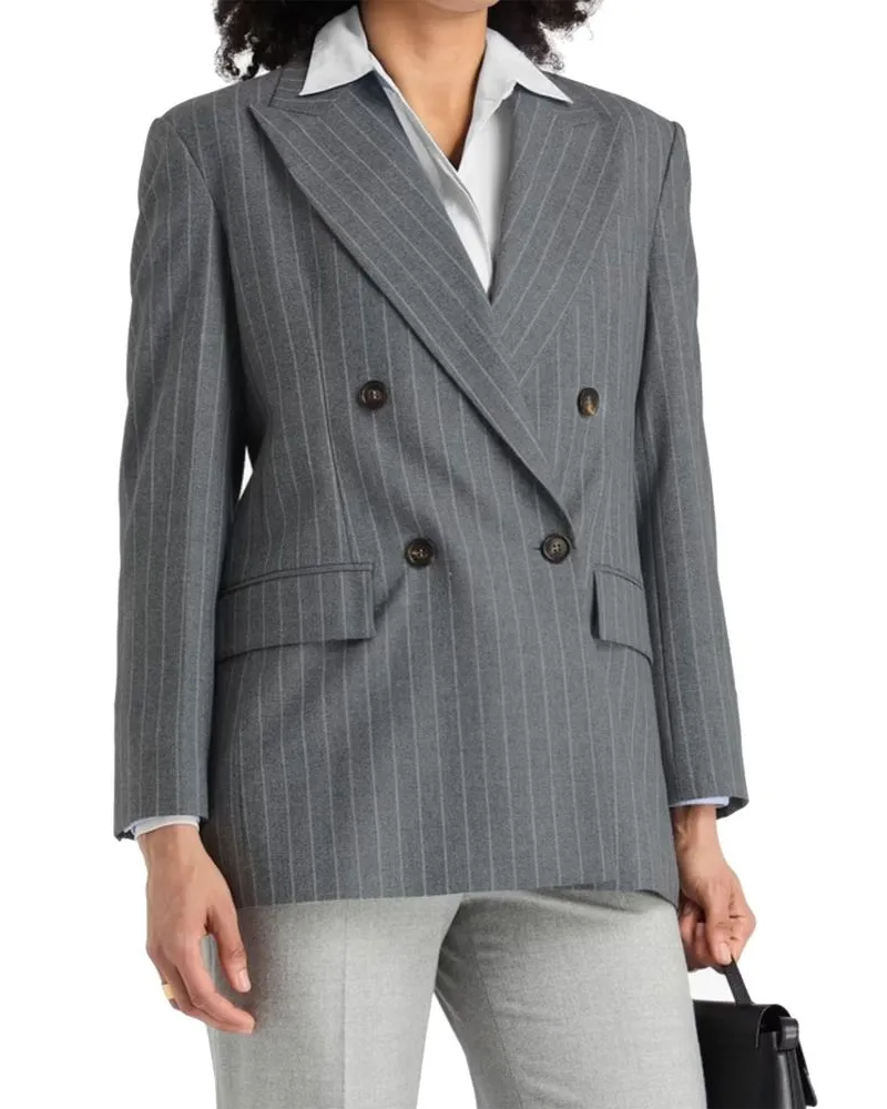 Brunello Cucinelli Women's Gray Virgin Wool Blazer Clothing Gray
