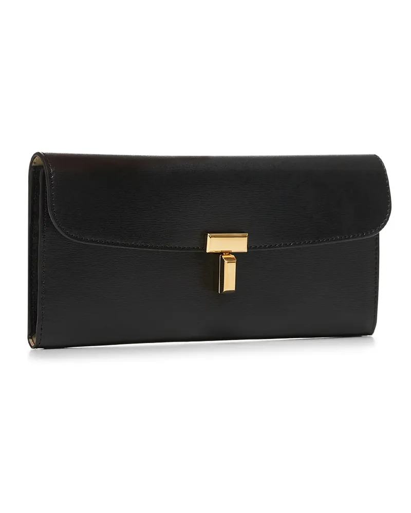 Totême Women's Leather Wallet T-Lock Black Calf & Purses Black