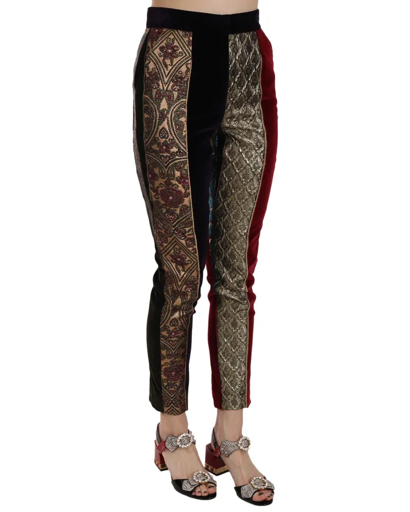 Dolce & Gabbana Women's Multicolor Jacquard Cropped Tapered Pants Multicolor