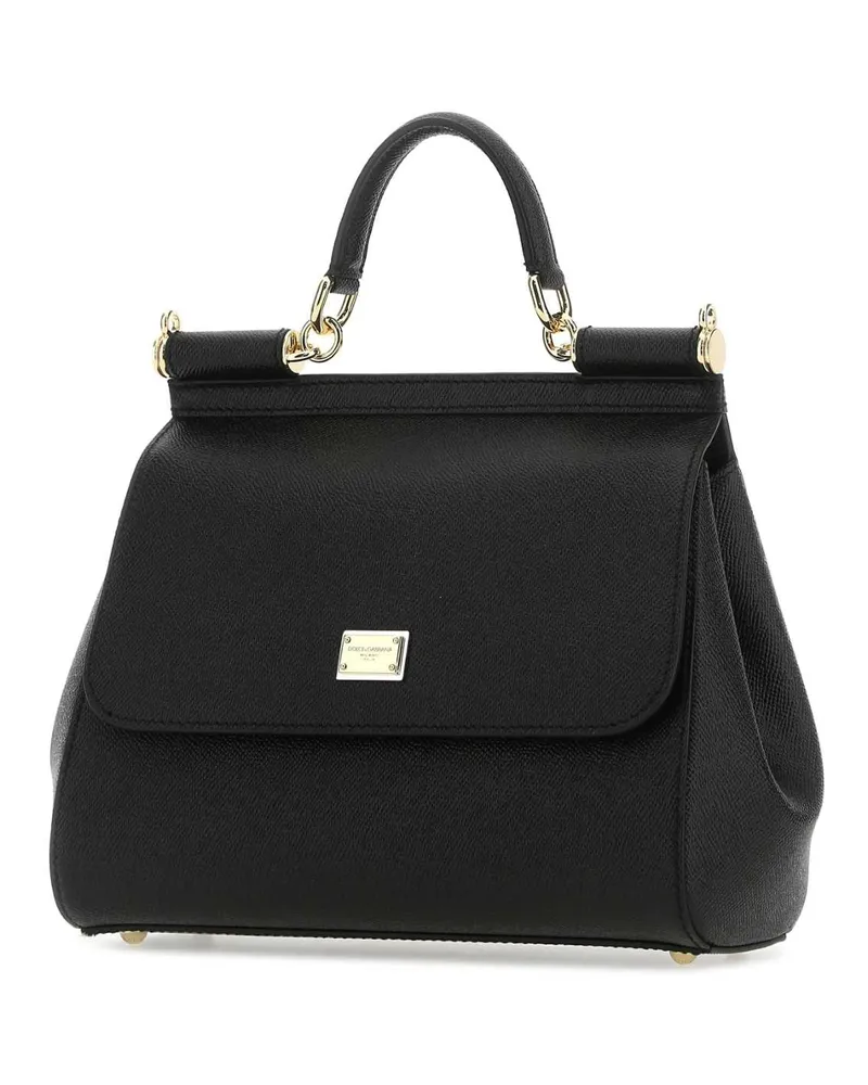 Dolce & Gabbana Women's Black Leather Medium Sicily Handbag Nero Borse A Mano Black