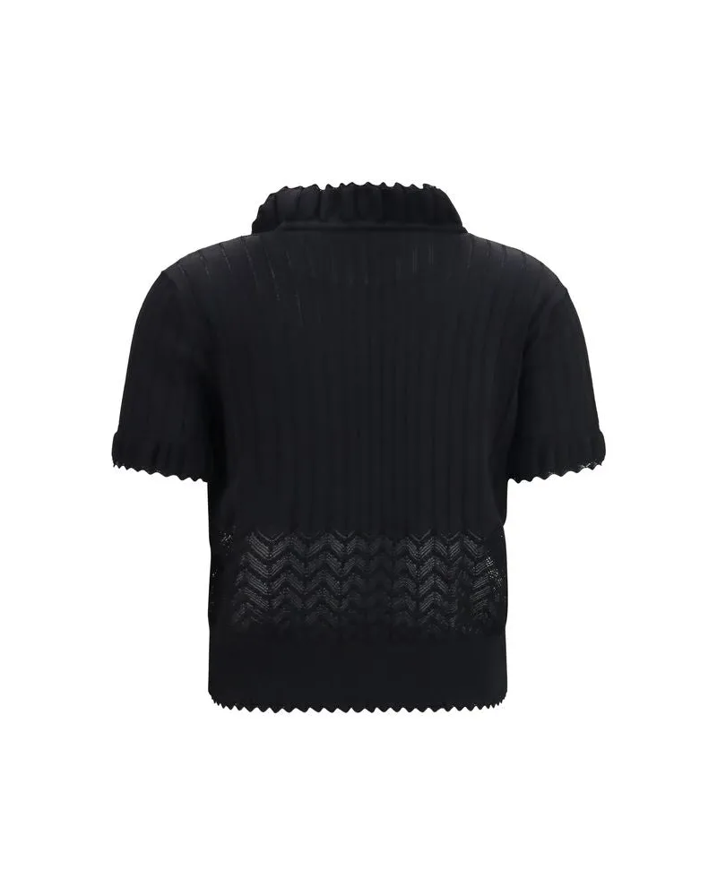 Alexander McQueen Open-Knit Viscose T-Shirt — Black Black