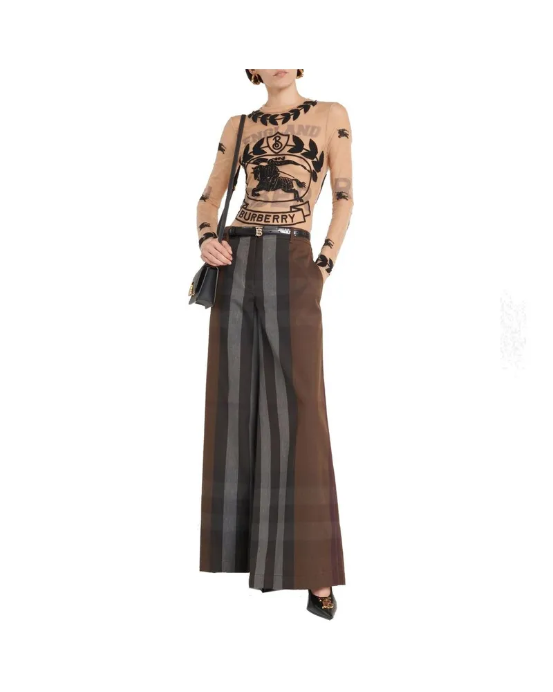 Burberry Women's Brown Cotton Casual Pants Brown