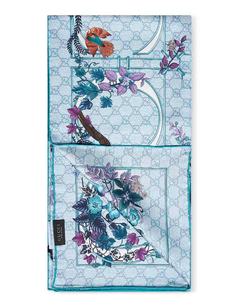 Gucci Women's Silk Twill Scarf Light Blue Scarfs Blue