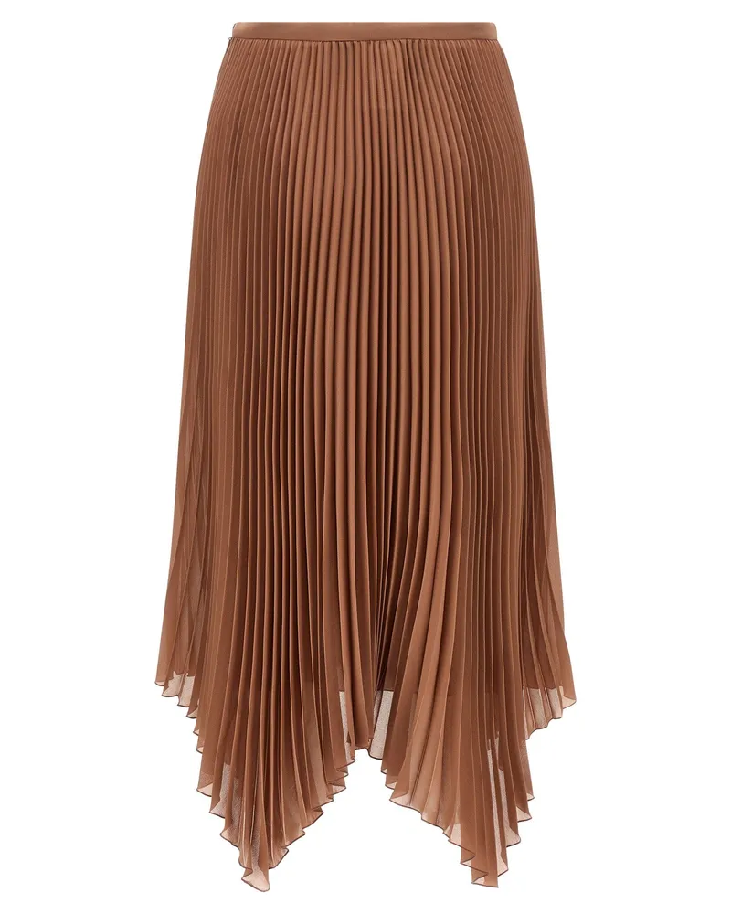 Valentino Garavani Pleated Georgette Skirt — Taupe Taupe