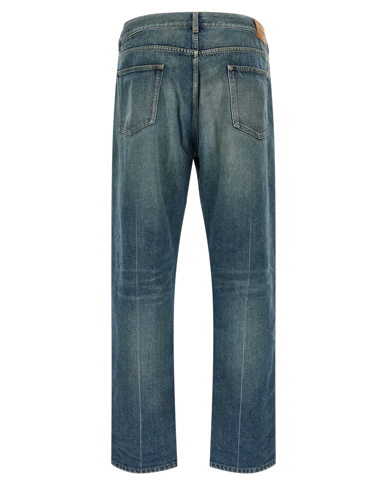Saint Laurent Tapered Cotton Denim Jeans — Blue Blue