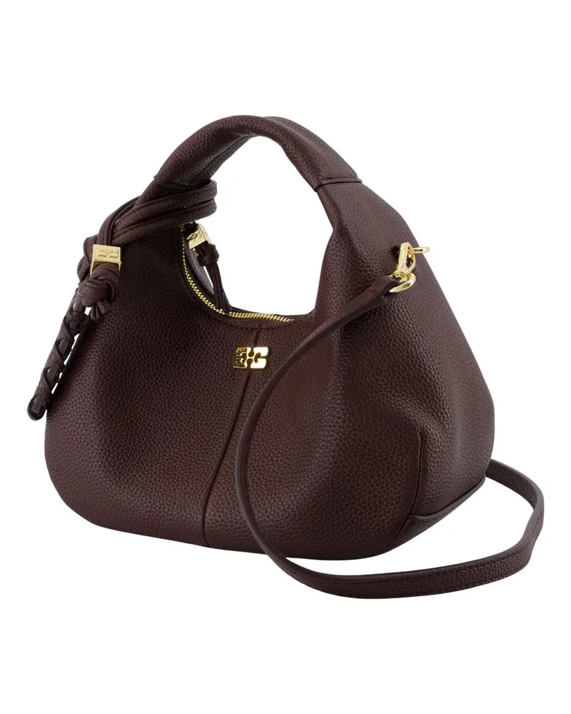 Ganni Women's Grained Synthetic Mini Shoulder Bag Brown Brown