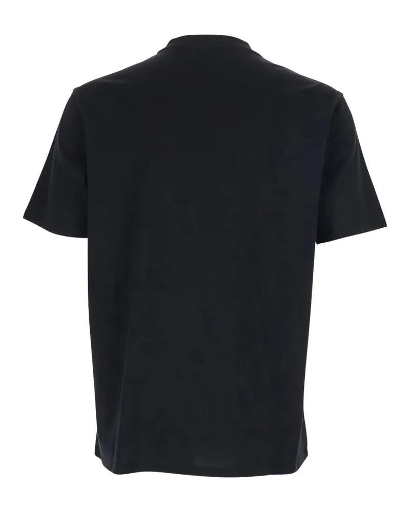 Emporio Armani Logo-Embroidered Cotton T-Shirt — Black Black