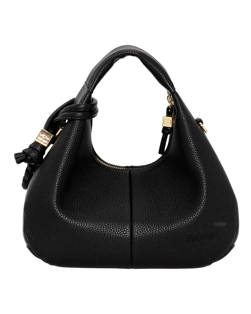 Ganni Women's Handbag Mini Hobo Black Recycled Polyester Handbags Hand Bags Black