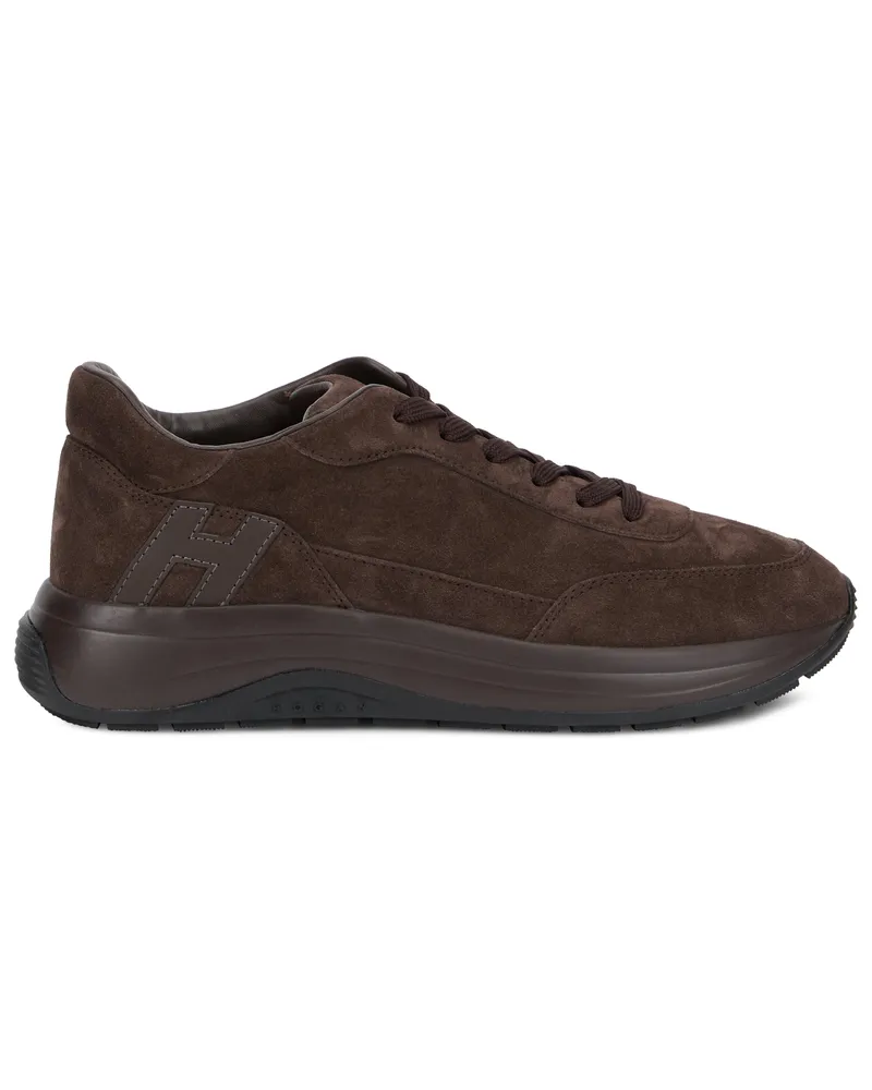 Hogan Men's Sneakers Suede Rosewood Calfskin Trainers Brown