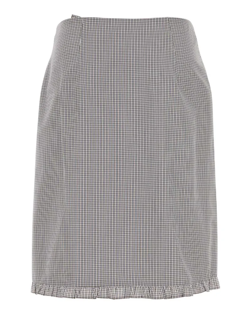 Miu Miu Embroidered Poplin Skirt — Gray Gray