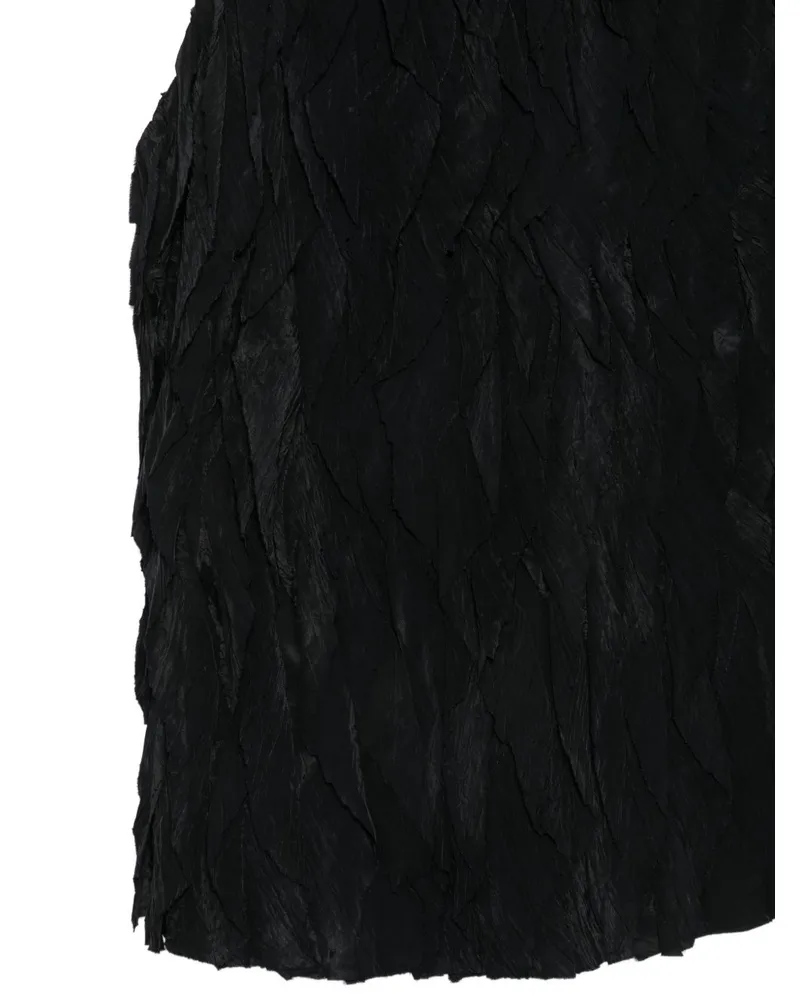 ALYSI Feather-Textured Ruffled Tank Top — Black Black