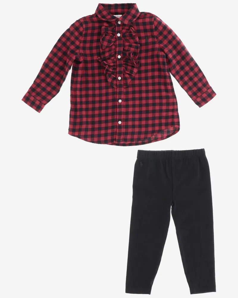 Ralph Lauren Boys' Two-Piece Cotton Baby Set Shirt: Cotton; Pants: Sets Accessory Red