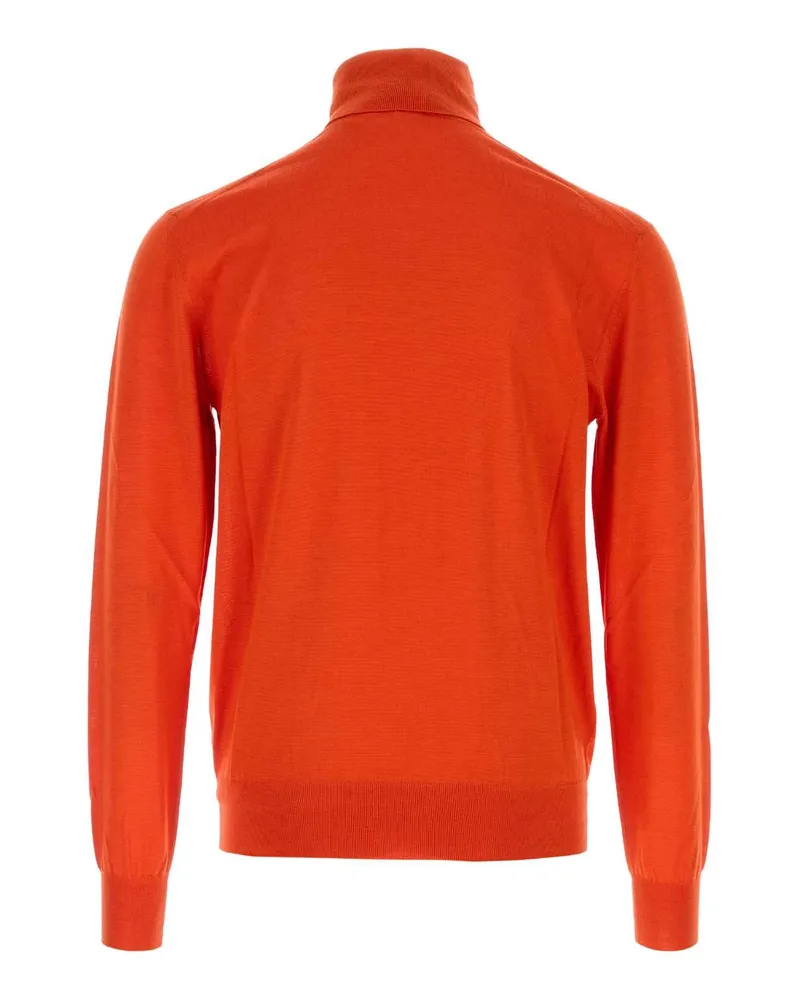 Saint Laurent Men's Orange Cashmere Blend Sweater Exterior: Wool Silk Maglie Orange