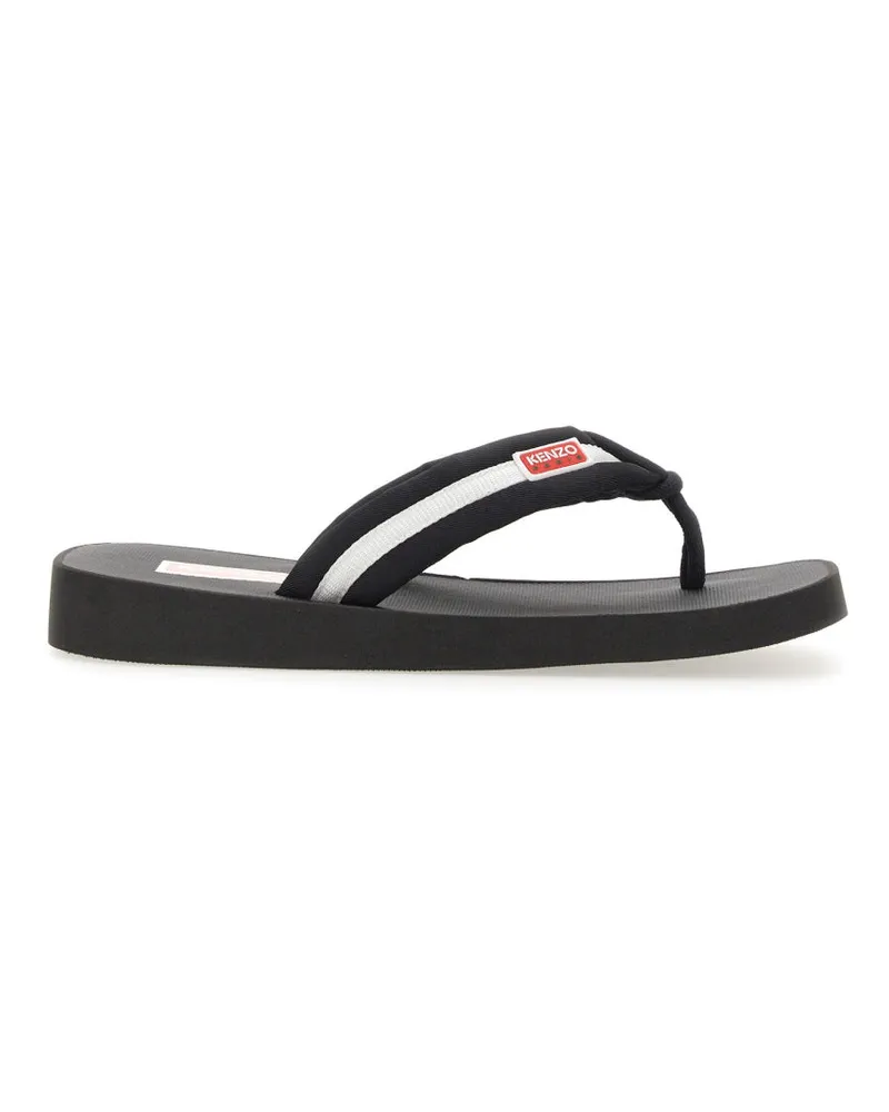 Kenzo Logo-Embroidered Nylon Slide Sandal — Black Black