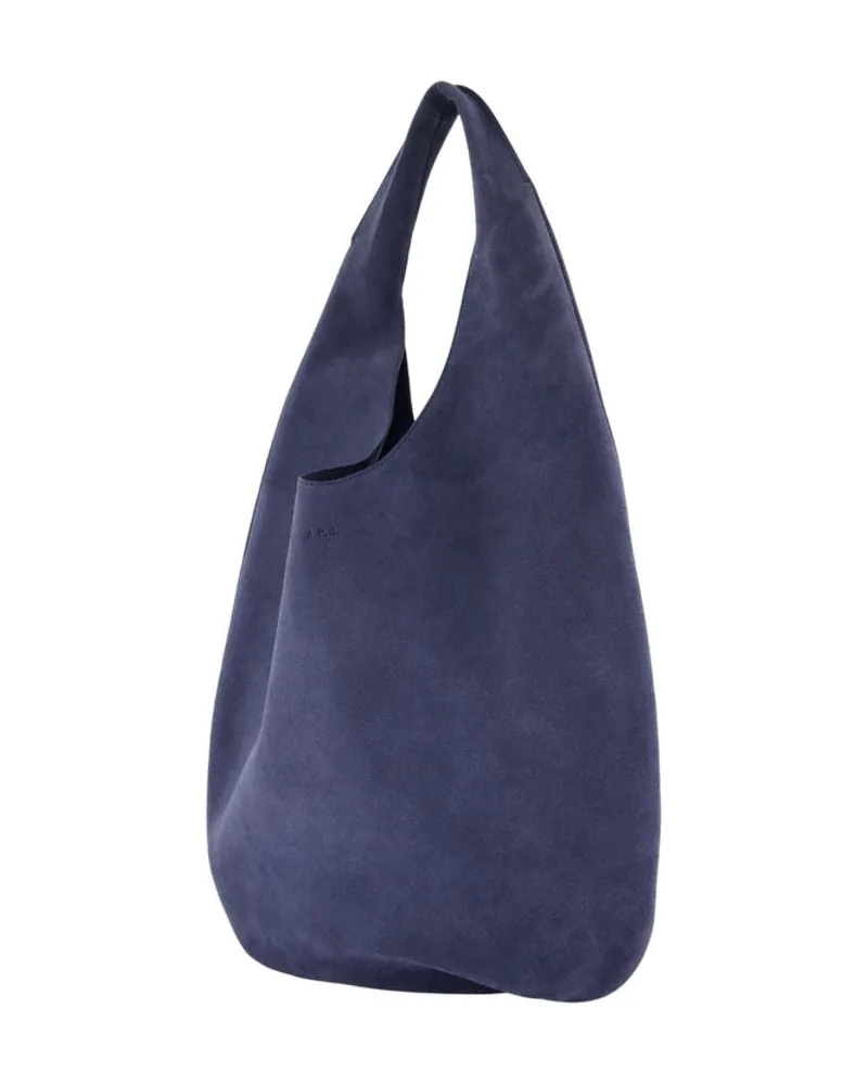 A.P.C. Women's Le Neige Shopper Bag Leather Blue Cowhide Totes-shopping-bags Navy