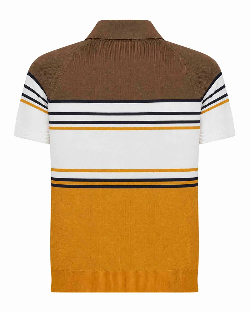 Fendi Men's Polo Shirt Multicolour Striped Polyester T-shirts And Polos Brown