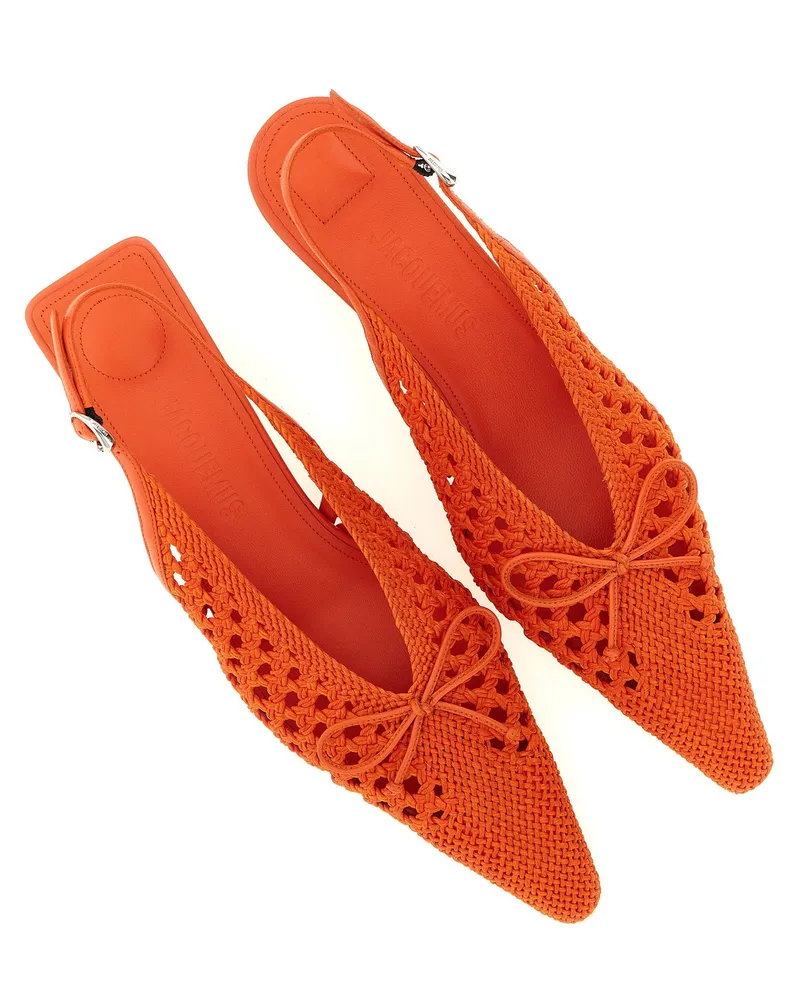 Jacquemus Braided Raffia Slingback — Orange Orange