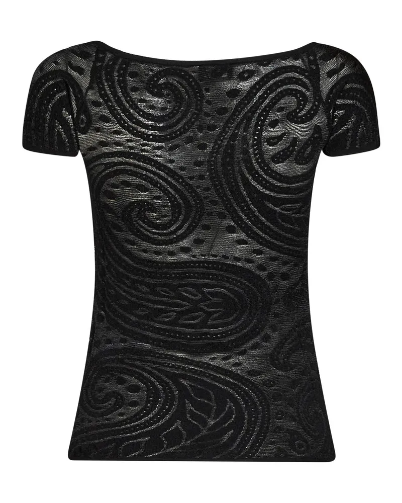 Etro Women's Off-The-Shoulder Knit Top Black Paisley Viscose Sweater Black