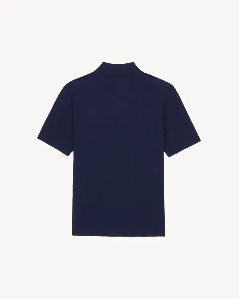Saint Laurent Knit Collar Polo — Navy Navy