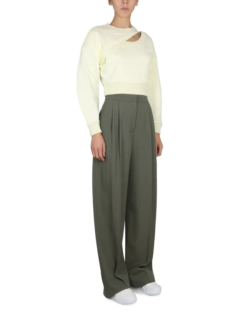 Alexander McQueen Cropped Cotton Sweatshirt — Ivory Ivory